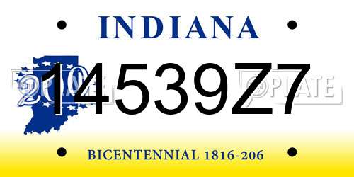 14539Z7 Indiana License Plate