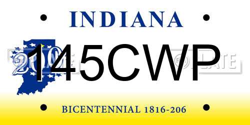 145CWP Indiana License Plate