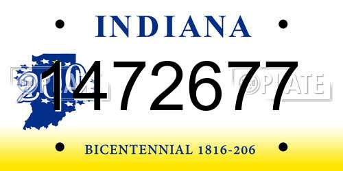1472677 Indiana License Plate
