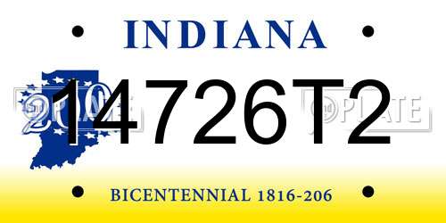 14726T2 Indiana License Plate