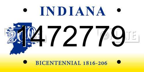 1472779 Indiana License Plate