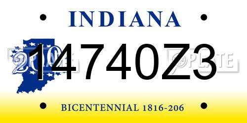 14740Z3 Indiana License Plate