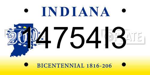 14754I3 Indiana License Plate