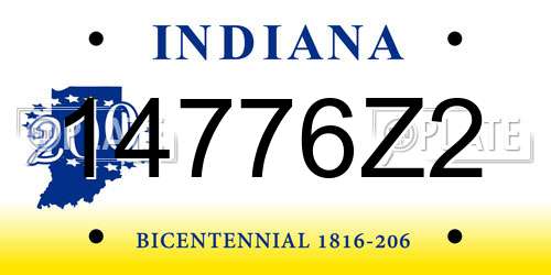 14776Z2 Indiana License Plate