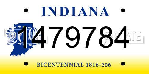 1479784 Indiana License Plate