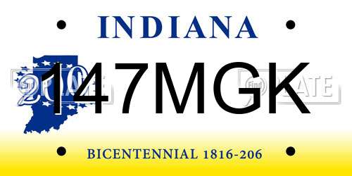 147MGK Indiana License Plate