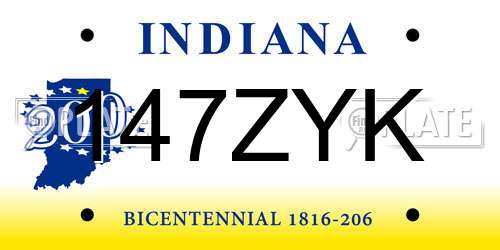 147ZYK Indiana License Plate