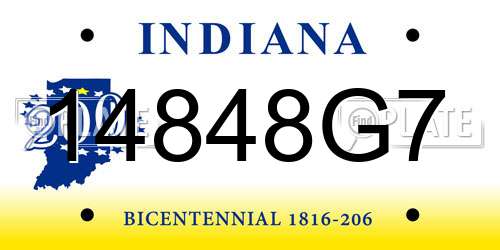 14848G7 Indiana License Plate