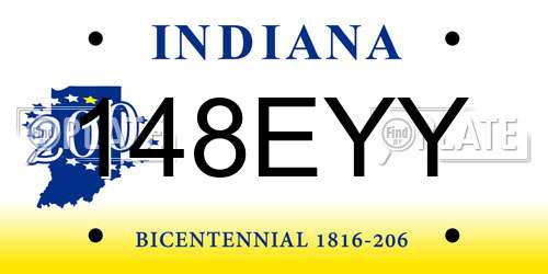 148EYY Indiana License Plate