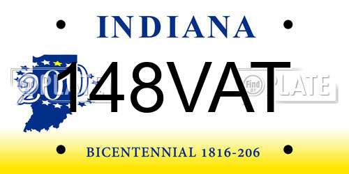 148VAT Indiana License Plate