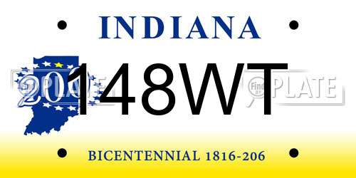 148WT Indiana License Plate