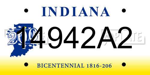 14942A2 Indiana License Plate
