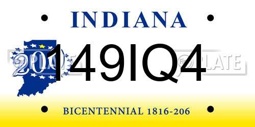 149IQ4 Indiana License Plate