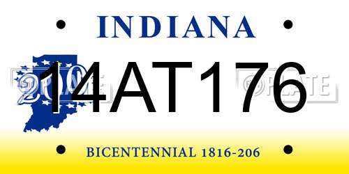 14AT176 Indiana License Plate