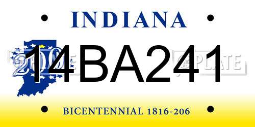 14BA241 Indiana License Plate