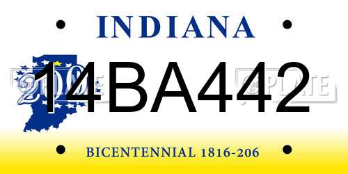 14BA442 Indiana License Plate