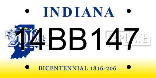 14BB147 Indiana License Plate