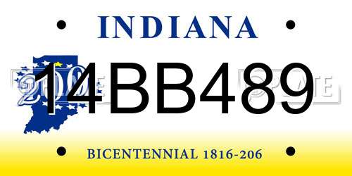 14BB489 Indiana License Plate