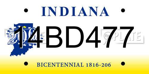 14BD477 Indiana License Plate