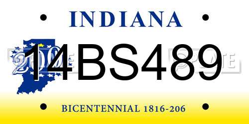 14BS489 Indiana License Plate
