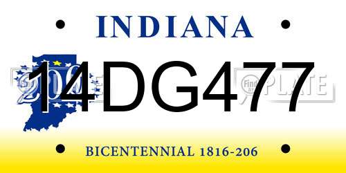 14DG477 Indiana License Plate