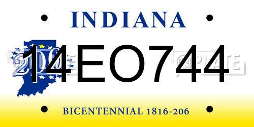14EO744 Indiana License Plate