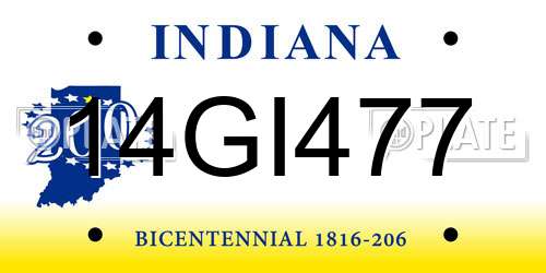 14GI477 Indiana License Plate
