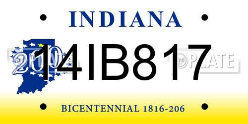 14IB817 Indiana License Plate