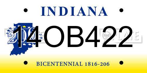 14OB422 Indiana License Plate