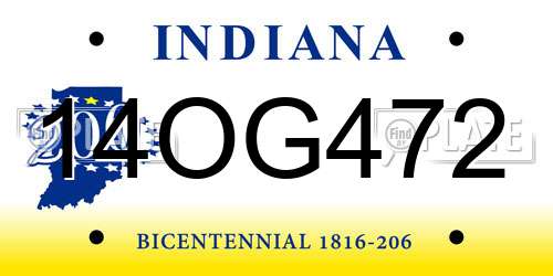 14OG472 Indiana License Plate