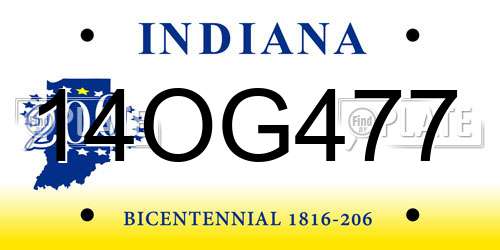 14OG477 Indiana License Plate
