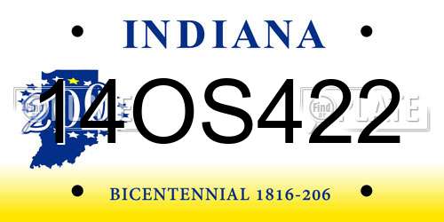 14OS422 Indiana License Plate