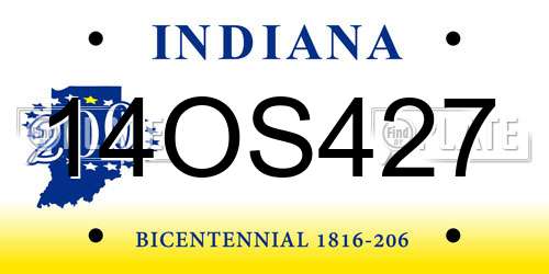 14OS427 Indiana License Plate