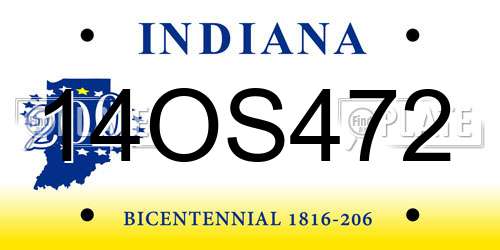 14OS472 Indiana License Plate