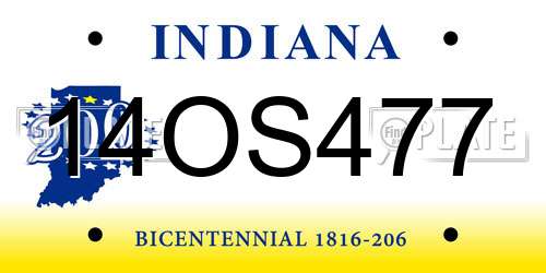14OS477 Indiana License Plate