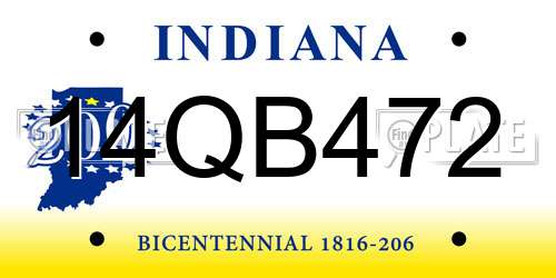 14QB472 Indiana License Plate