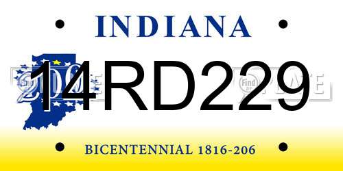 14RD229 Indiana License Plate