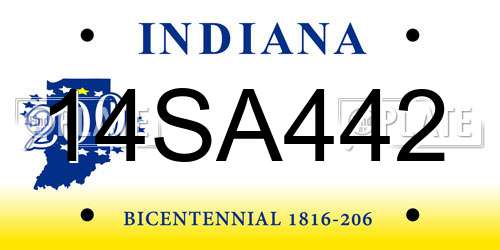 14SA442 Indiana License Plate