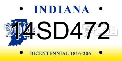 14SD472 Indiana License Plate