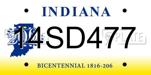 14SD477 Indiana License Plate