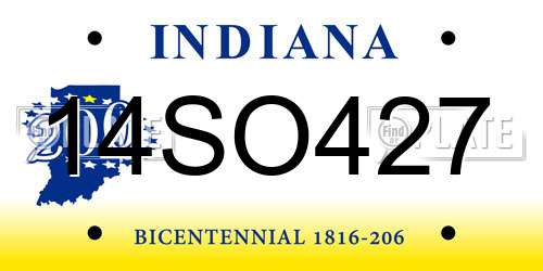 14SO427 Indiana License Plate