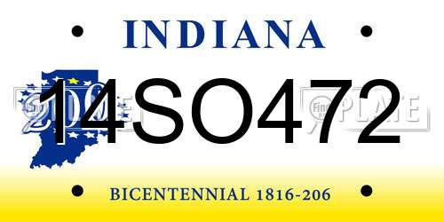 14SO472 Indiana License Plate