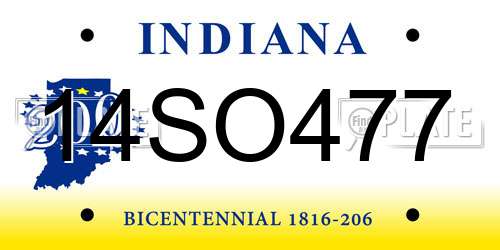 14SO477 Indiana License Plate