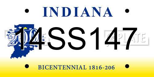 14SS147 Indiana License Plate