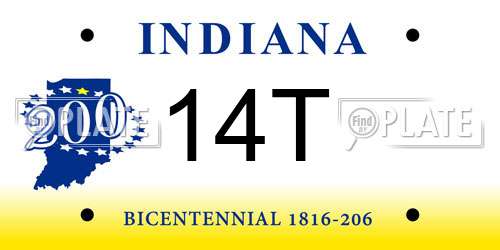 14T Indiana License Plate