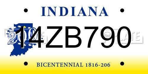 14ZB790 Indiana License Plate