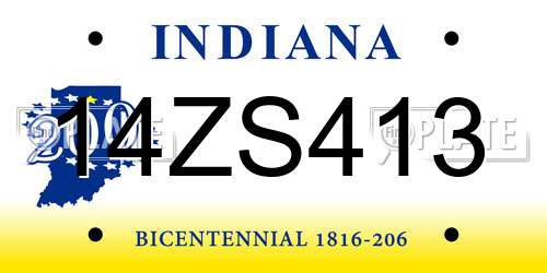 14ZS413 Indiana License Plate
