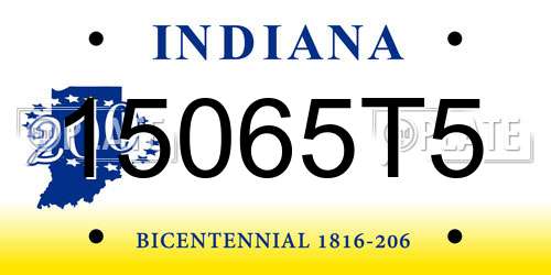 15065T5 Indiana License Plate