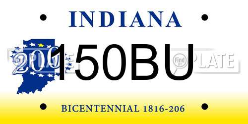 150BU Indiana License Plate