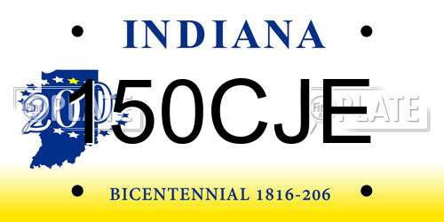 150CJE Indiana License Plate